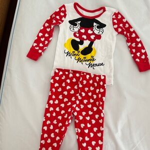 Disney Minnie Mouse Red and White Heart Pajama Set